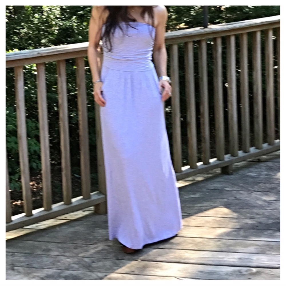 ✨LAST ONE✨Gray chic tube maxi dress with side pockets - Picture 5 of 5